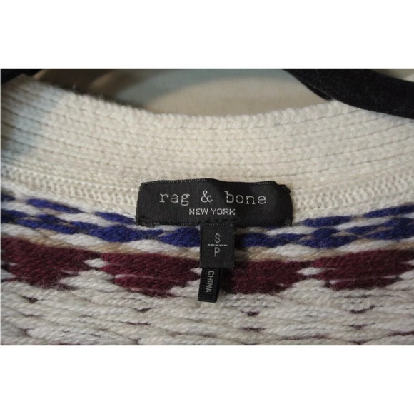 Rag & Bone sz S Willow Fair Isle Merino Wool Cardigan in Ivory Multi - Picture 6 of 16